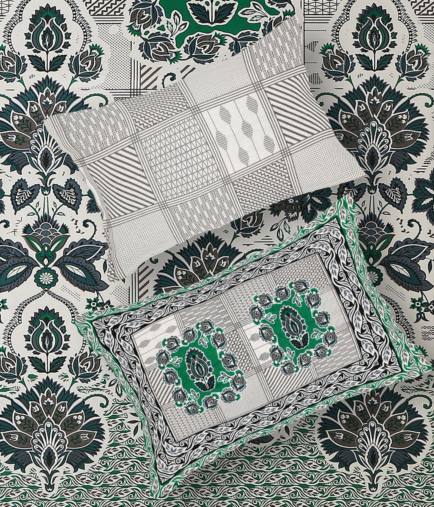 108/108 Rajwadi Viscose Mix Jumbo Size Double Bedsheet with 2 Pillow Covers, Rich Look & Vibrant Design - HLB61