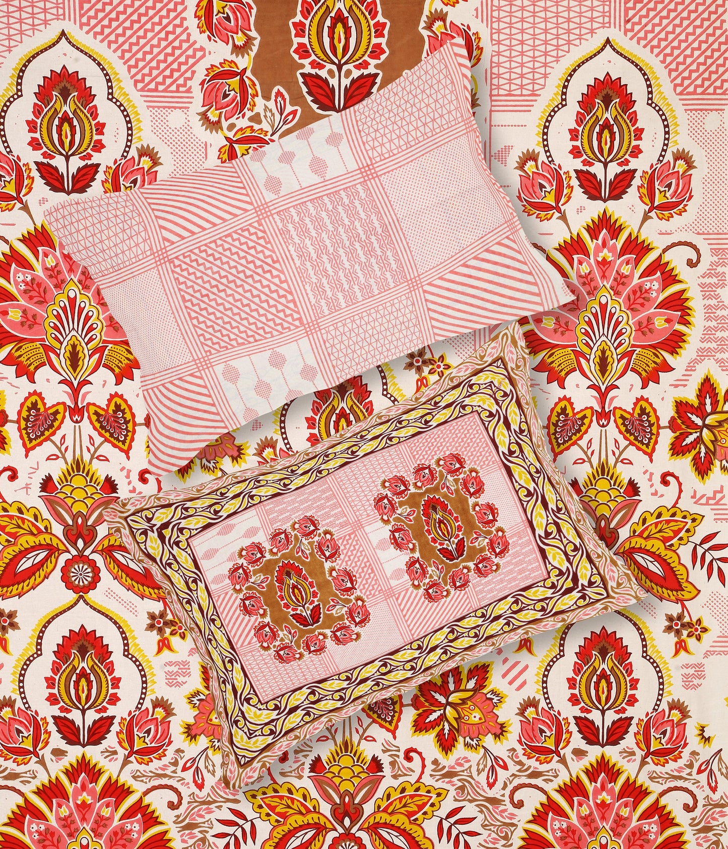 108/108 Rajwadi Viscose Mix Jumbo Size Double Bedsheet with 2 Pillow Covers, Rich Look & Vibrant Design - HLB61