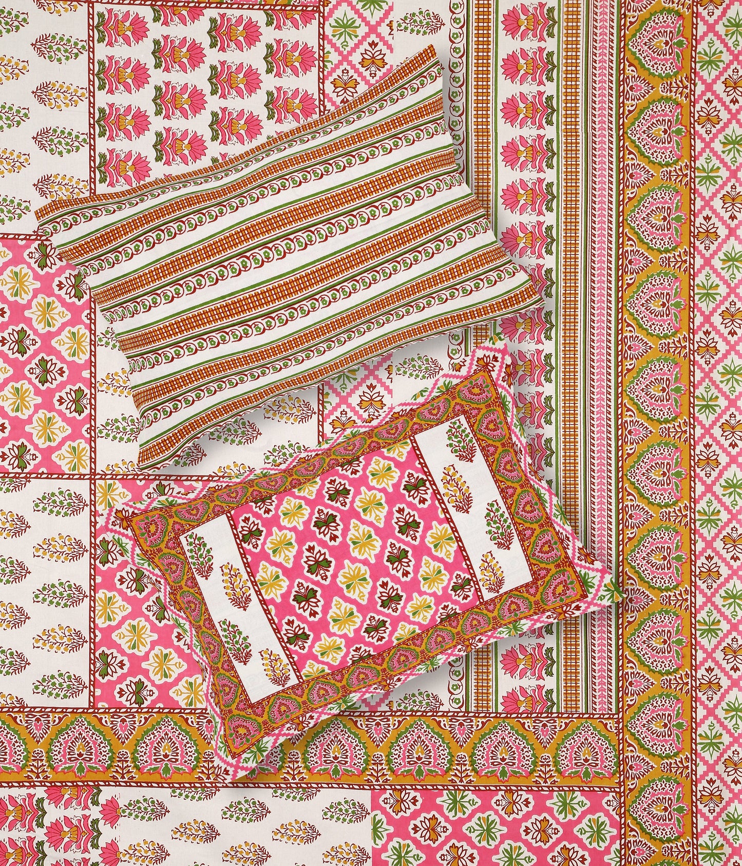 108/108 Rajwadi Viscose Mix Jumbo Size Double Bedsheet with 2 Pillow Covers, Rich Look & Vibrant Design - HLB61