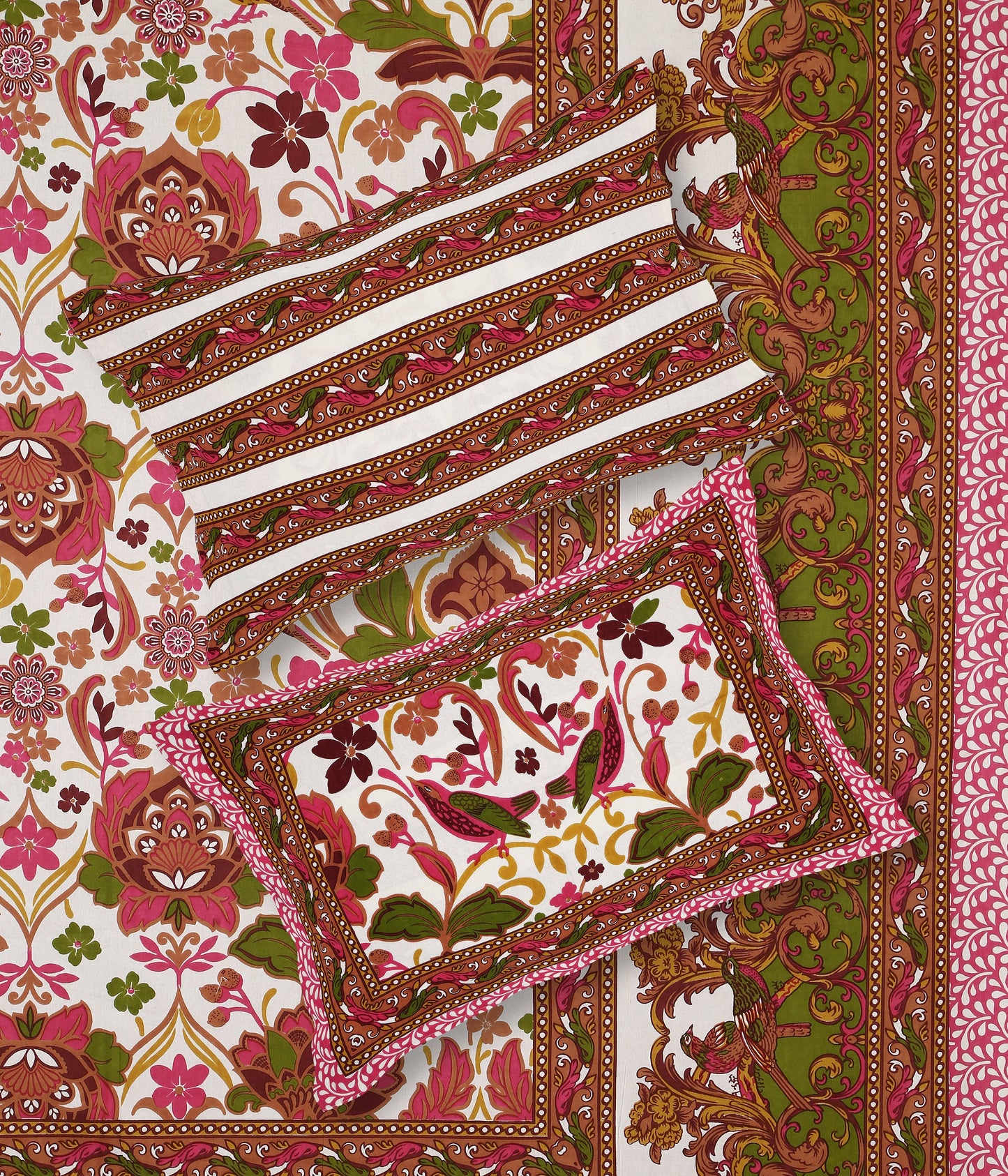 108/108 Rajwadi Viscose Mix Jumbo Size Double Bedsheet with 2 Pillow Covers, Rich Look & Vibrant Design - HLB61