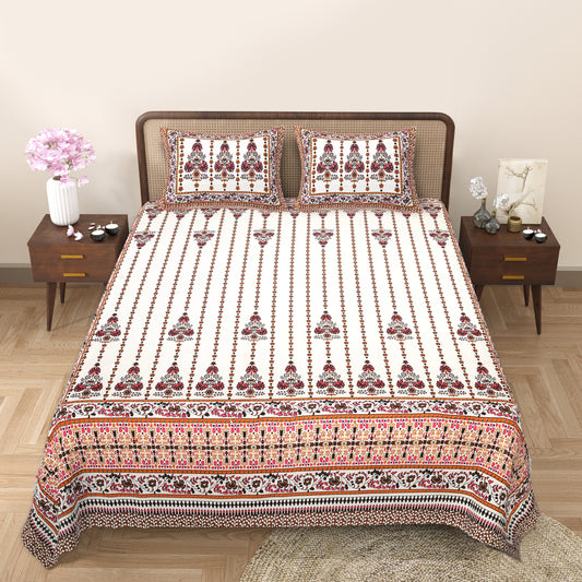 108/108 Rajwadi Viscose Mix Jumbo Size Double Bedsheet with 2 Pillow Covers, Rich Look & Vibrant Design - HLB61
