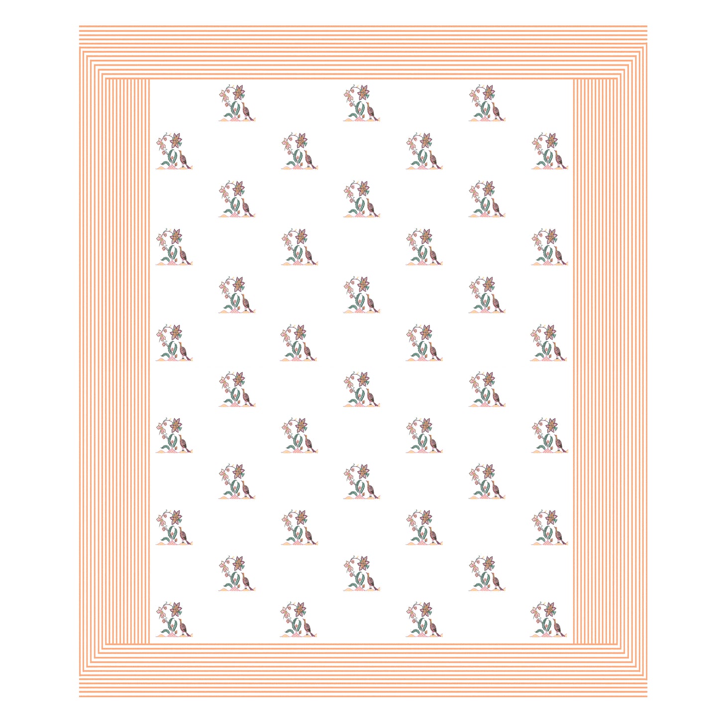 108/108 Real Handblock 100% Cotton Jumbo Size Double Bedsheet with 2 Pillow Covers, Authentic Craft & Soft Fabric - HLB74