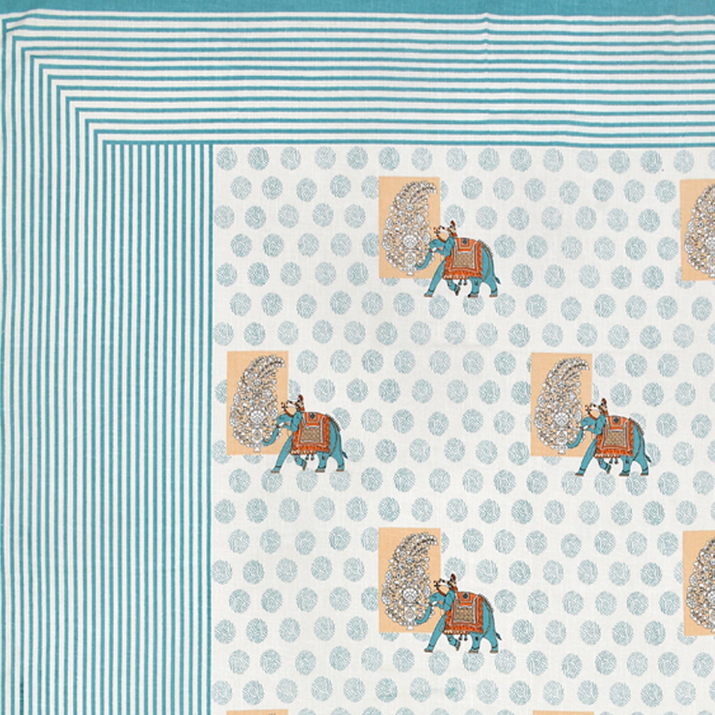108/108 Real Handblock 100% Cotton Jumbo Size Double Bedsheet with 2 Pillow Covers, Authentic Craft & Soft Fabric - HLB74