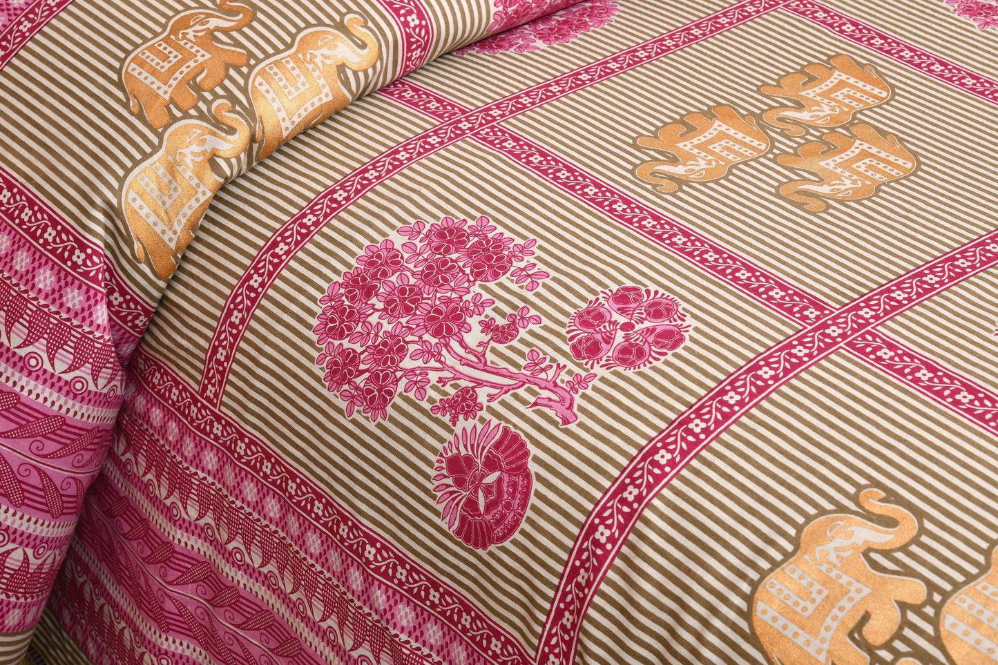 100/108 Rose Gold 100% Cotton Super King Size Double Bedsheet with 2 Pillow Covers, Luxurious Touch & Soft Finish - HLB50