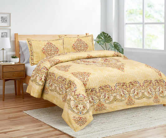 100/108 Salsa 100% Cotton Super King Size Double Bedsheet with 2 Pillow Covers, Lightweight & Elegant Look - HLB39