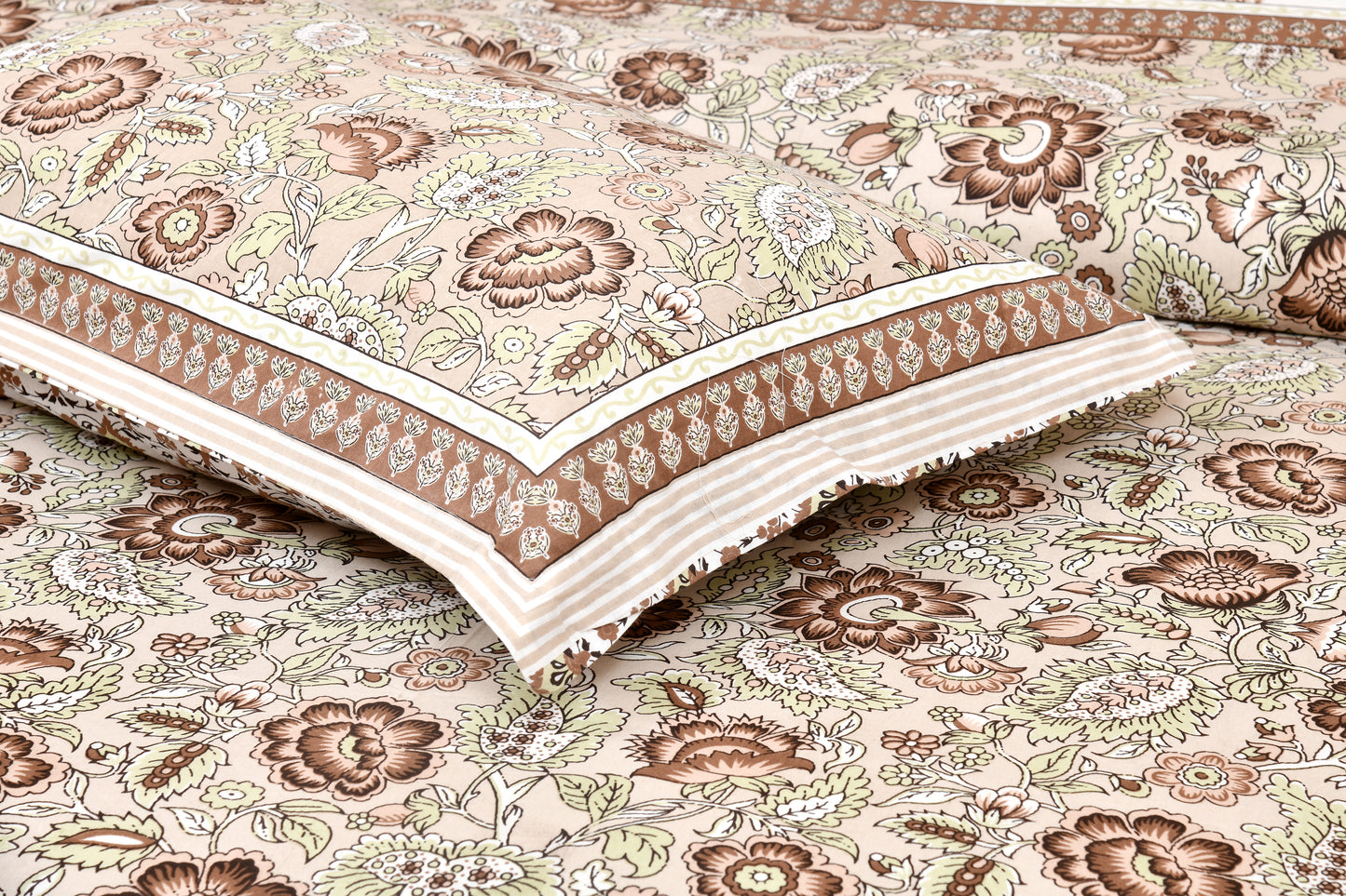 100/108 Salsa 100% Cotton Super King Size Double Bedsheet with 2 Pillow Covers, Lightweight & Elegant Look - HLB39