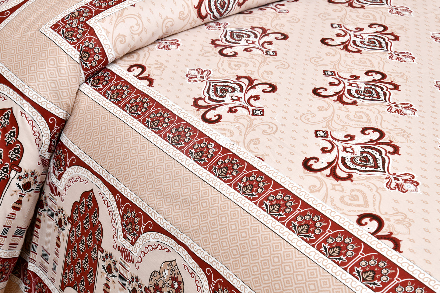 100/108 Salsa 100% Cotton Super King Size Double Bedsheet with 2 Pillow Covers, Lightweight & Elegant Look - HLB39
