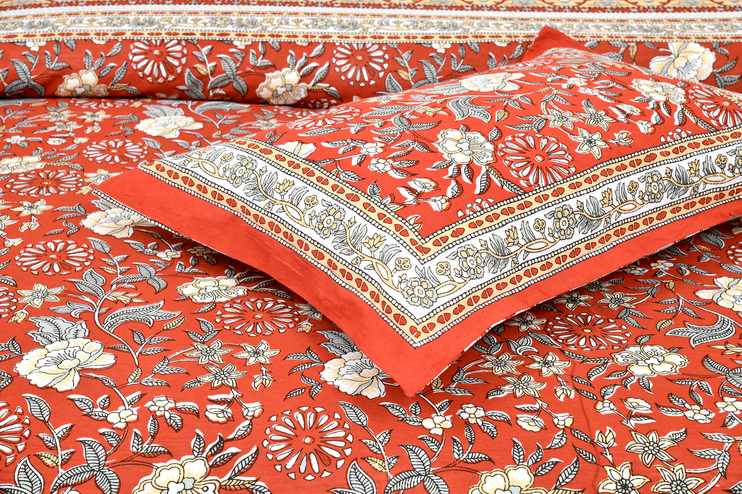 100/108 Salsa 100% Cotton Super King Size Double Bedsheet with 2 Pillow Covers, Lightweight & Elegant Look - HLB39