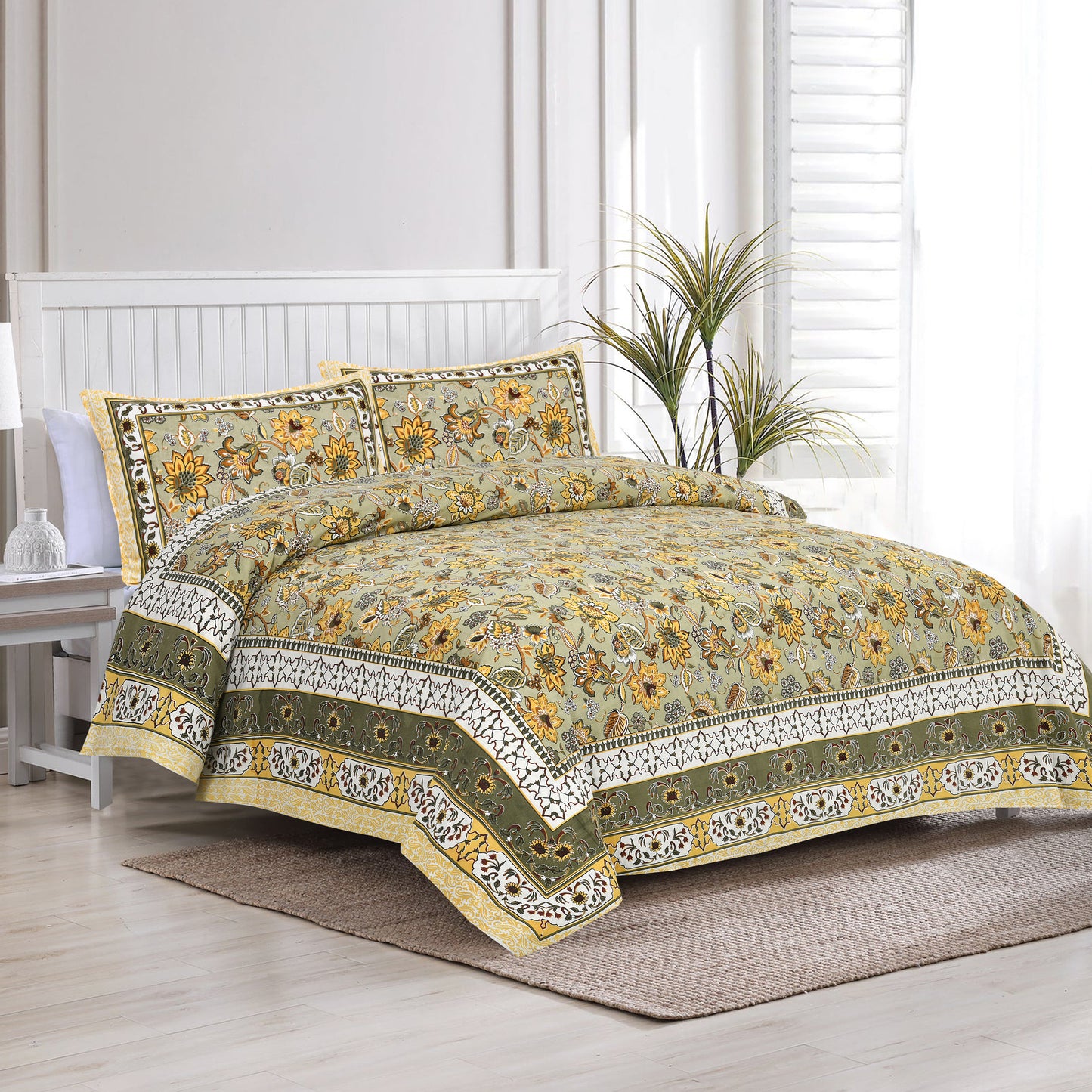 100/108 Satrangi Viscose Mix Super King Size Double Bedsheet with 2 Pillow Covers, Ultra-Soft & Vibrant Design - HLB26