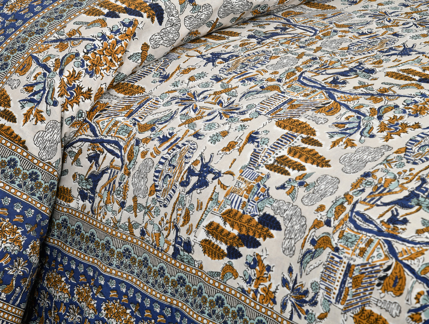 100/108 Satrangi Viscose Mix Super King Size Double Bedsheet with 2 Pillow Covers, Ultra-Soft & Vibrant Design - HLB26