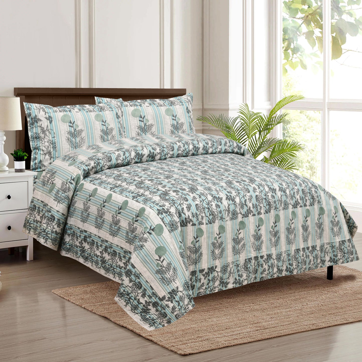 100/108 Spain Viscose Mix Super King Size Double Bedsheet with 2 Pillow Covers, Breathable & Comfortable - HLB30