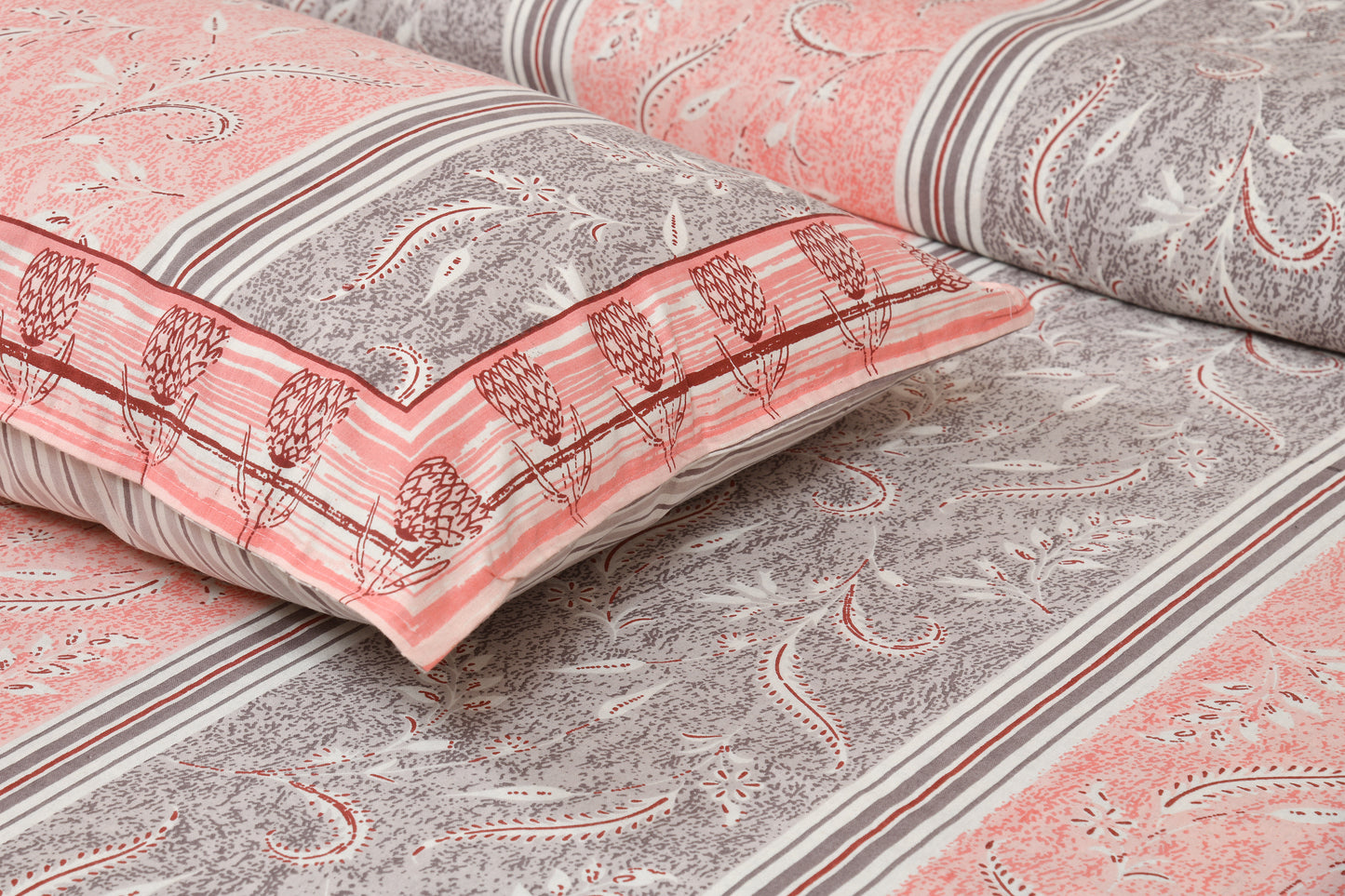 100/108 Spain Viscose Mix Super King Size Double Bedsheet with 2 Pillow Covers, Breathable & Comfortable - HLB30
