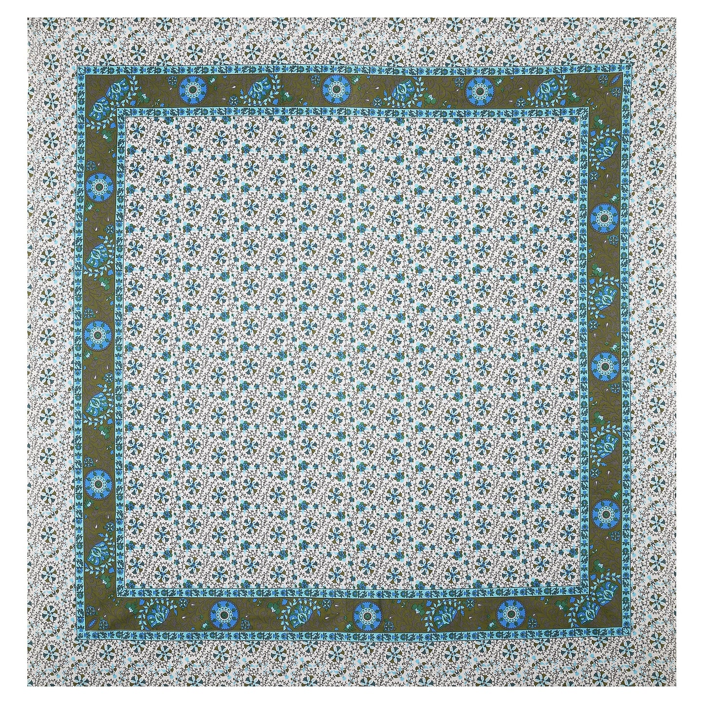 108/108 Suzani Print 100% Cotton Jumbo Size Double Bedsheet with 2 Pillow Covers, Stunning Handcrafted Look - HLB73