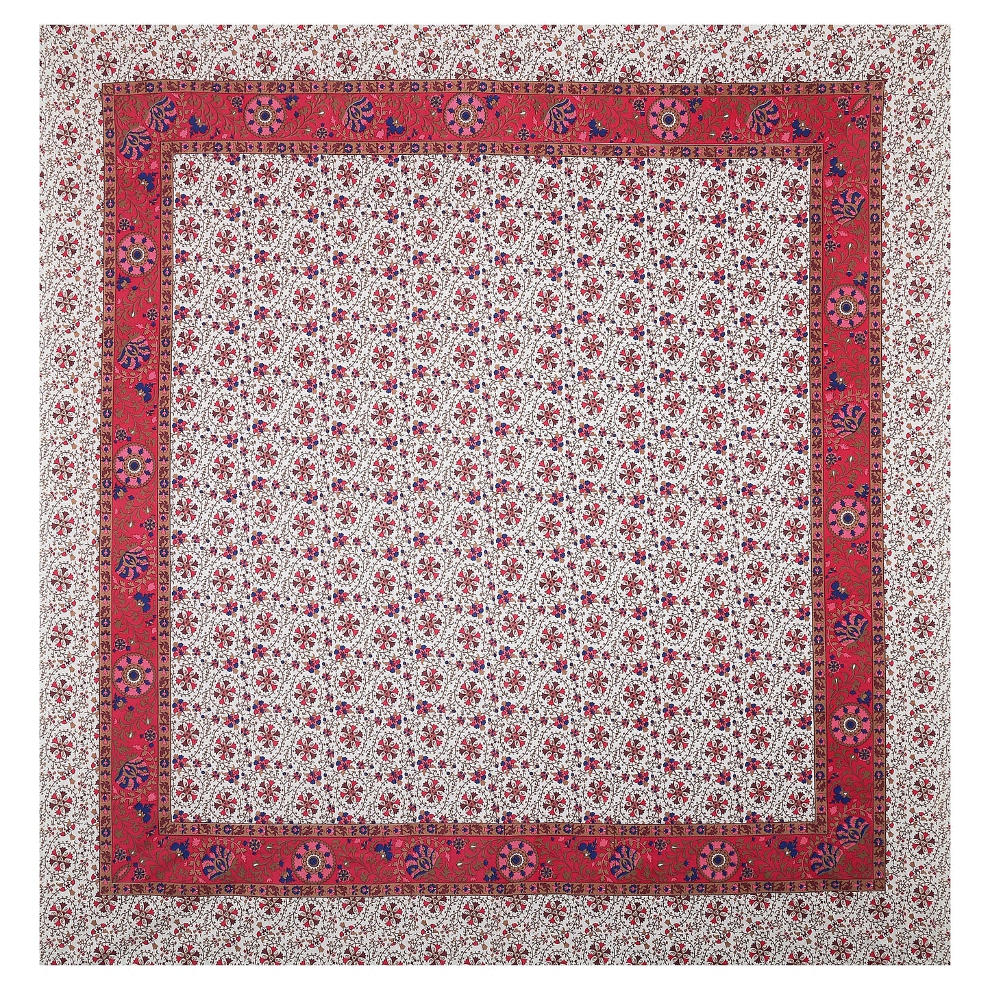 108/108 Suzani Print 100% Cotton Jumbo Size Double Bedsheet with 2 Pillow Covers, Stunning Handcrafted Look - HLB73