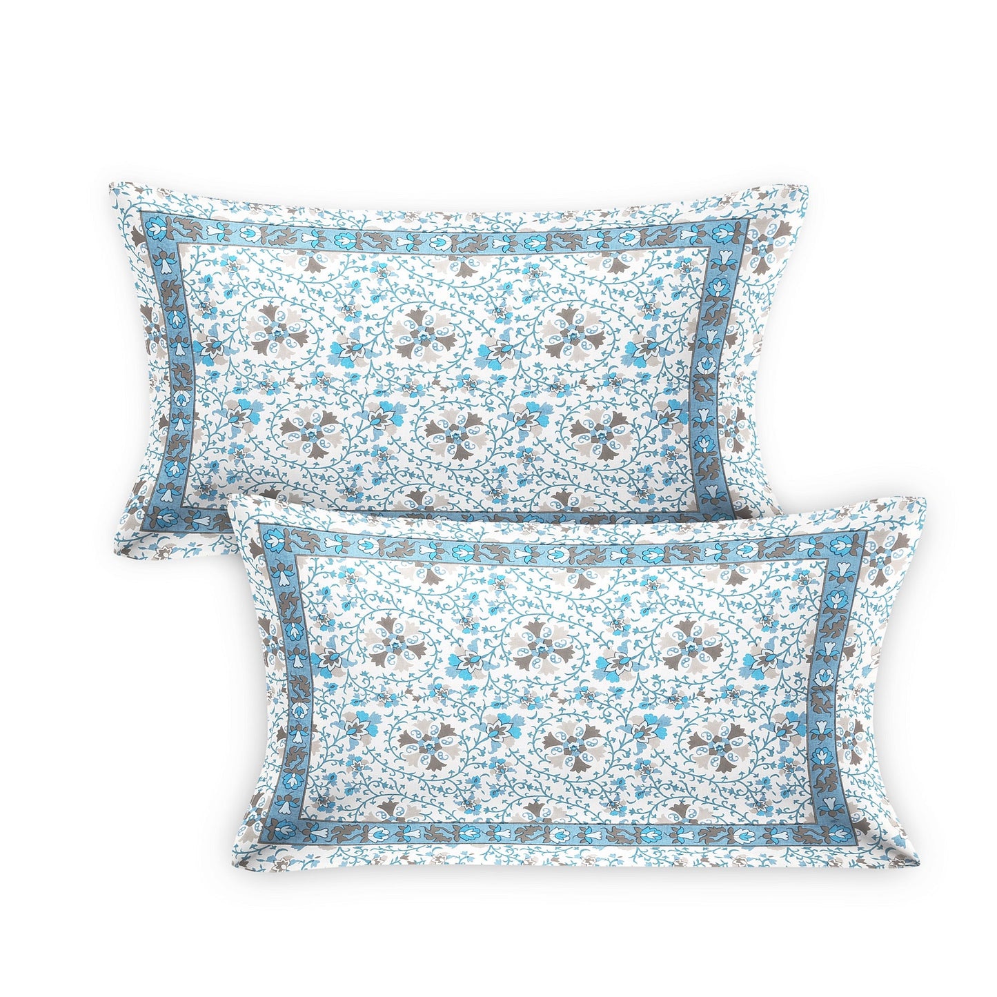 108/108 Suzani Print 100% Cotton Jumbo Size Double Bedsheet with 2 Pillow Covers, Stunning Handcrafted Look - HLB73
