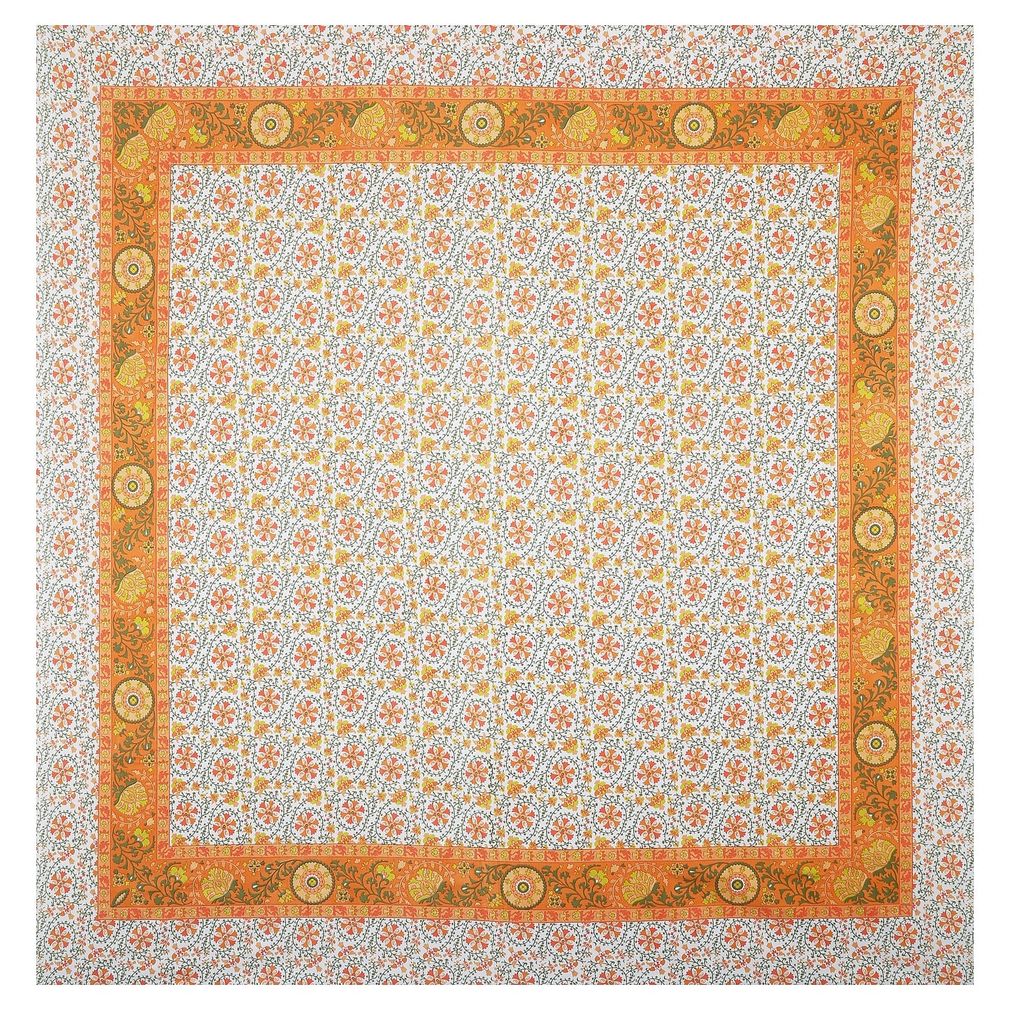 108/108 Suzani Print 100% Cotton Jumbo Size Double Bedsheet with 2 Pillow Covers, Stunning Handcrafted Look - HLB73