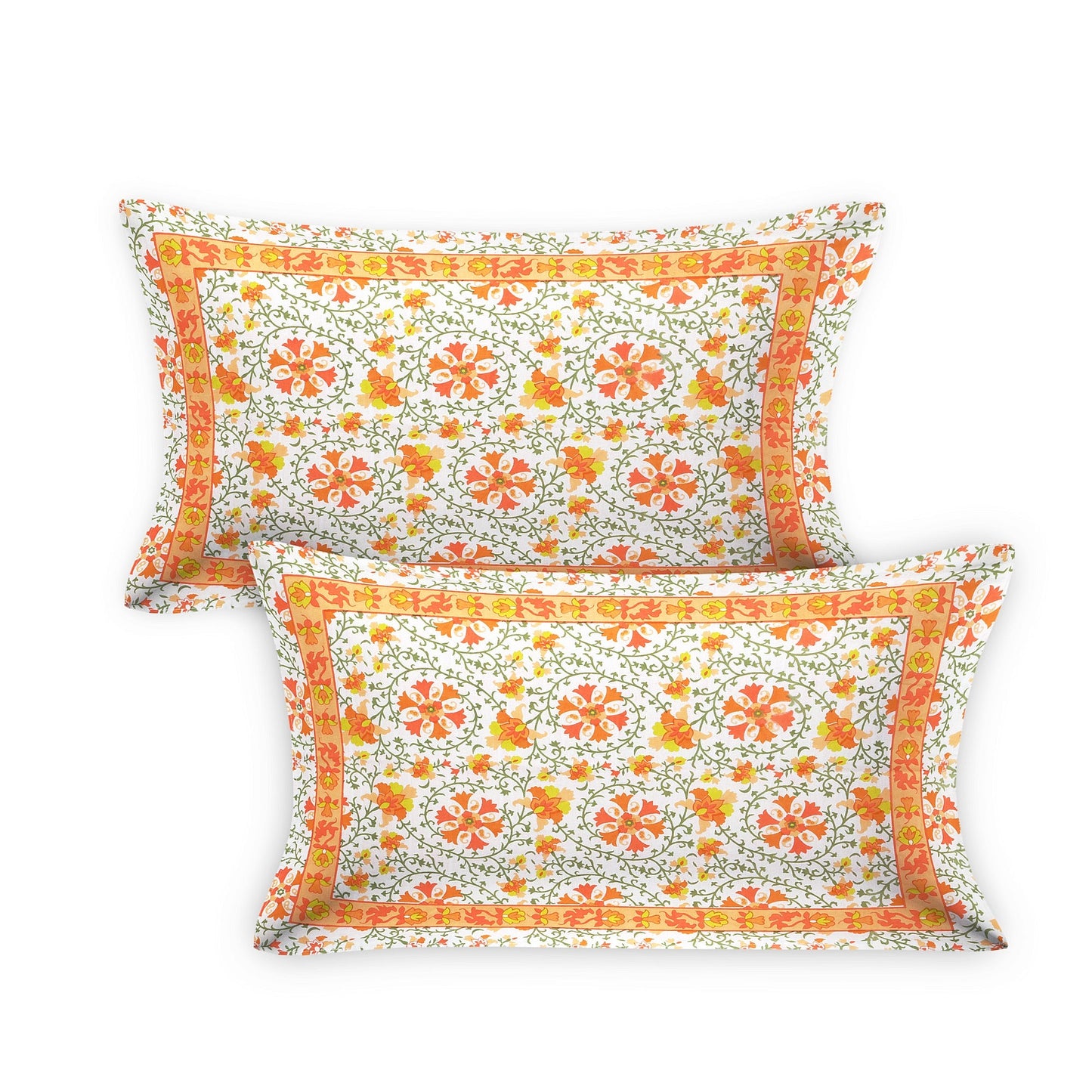 108/108 Suzani Print 100% Cotton Jumbo Size Double Bedsheet with 2 Pillow Covers, Stunning Handcrafted Look - HLB73