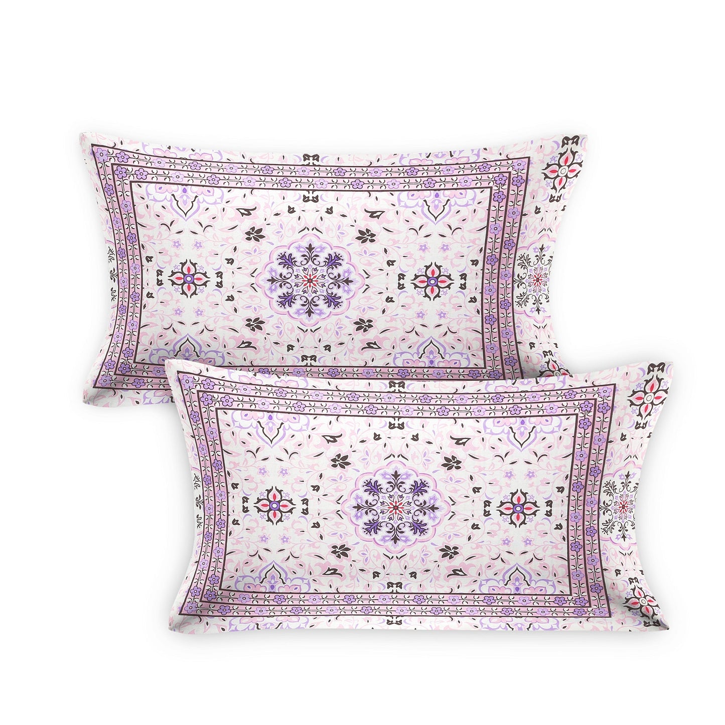 108/108 Suzani Print 100% Cotton Jumbo Size Double Bedsheet with 2 Pillow Covers, Stunning Handcrafted Look - HLB73