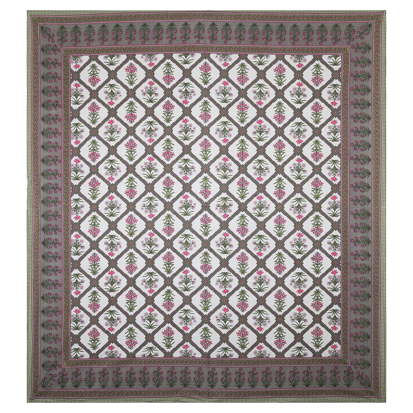 100/108 Utsav 100% Cotton Super King Size Double Bedsheet with 2 Pillow Covers, Festive & Vibrant Design - HLB46