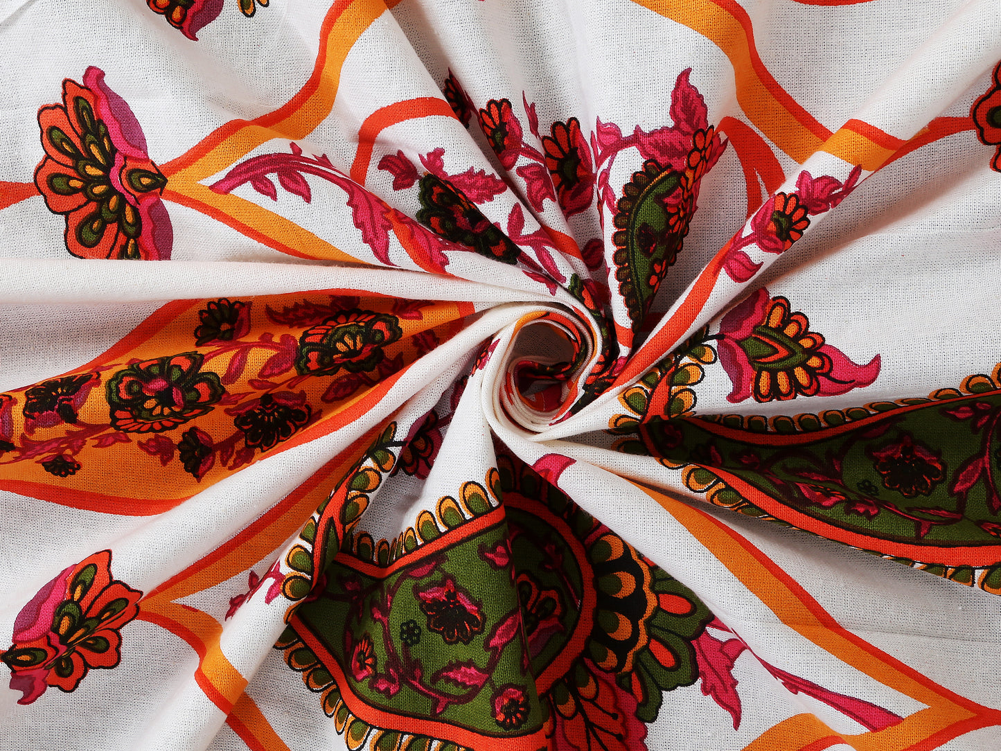 100/108 Utsav 100% Cotton Super King Size Double Bedsheet with 2 Pillow Covers, Festive & Vibrant Design - HLB46