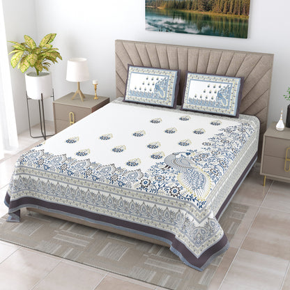 120/120 Alveera 100% Cotton Super Jumbo King Size Double Bedsheet with 2 Pillow Covers, Ultra-Soft & Breathable Fabric - HLB77