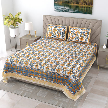 120/120 Alveera 100% Cotton Super Jumbo King Size Double Bedsheet with 2 Pillow Covers, Ultra-Soft & Breathable Fabric - HLB77