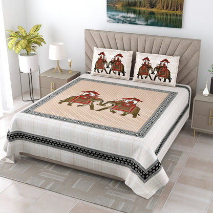 120/120 Alveera 100% Cotton Super Jumbo King Size Double Bedsheet with 2 Pillow Covers, Ultra-Soft & Breathable Fabric - HLB77