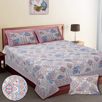70/100 Artistic Collection 100% Cotton Single Bedsheet with 2 Pillow Covers, Premium Quality & Stylish Look - HLB12