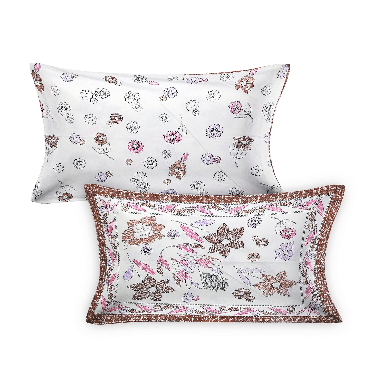 108/108 Artistic Collection 100% Cotton Jumbo Size Double Bedsheet with 2 Pillow Covers, Unique Patterns & Smooth Texture - HLB71