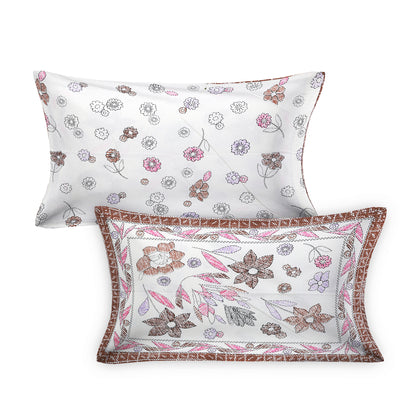 108/108 Artistic Collection 100% Cotton Jumbo Size Double Bedsheet with 2 Pillow Covers, Unique Patterns & Smooth Texture - HLB71