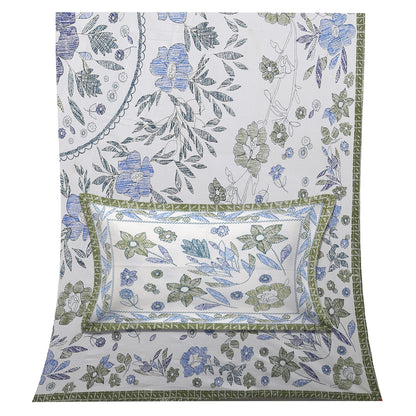108/108 Artistic Collection 100% Cotton Jumbo Size Double Bedsheet with 2 Pillow Covers, Unique Patterns & Smooth Texture - HLB71