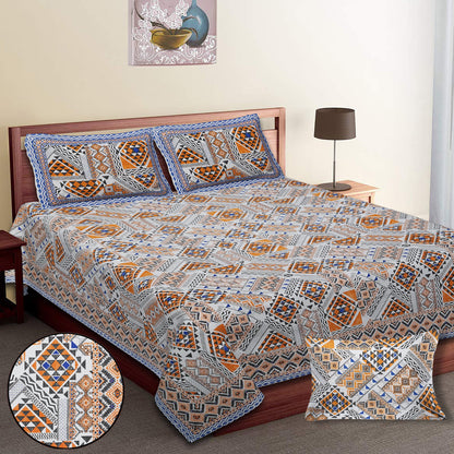 70/100 Artistic Collection 100% Cotton Single Bedsheet with 2 Pillow Covers, Premium Quality & Stylish Look - HLB12