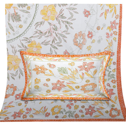 108/108 Artistic Collection 100% Cotton Jumbo Size Double Bedsheet with 2 Pillow Covers, Unique Patterns & Smooth Texture - HLB71