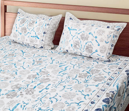 108/108 Artistic Collection 100% Cotton Jumbo Size Double Bedsheet with 2 Pillow Covers, Unique Patterns & Smooth Texture - HLB71
