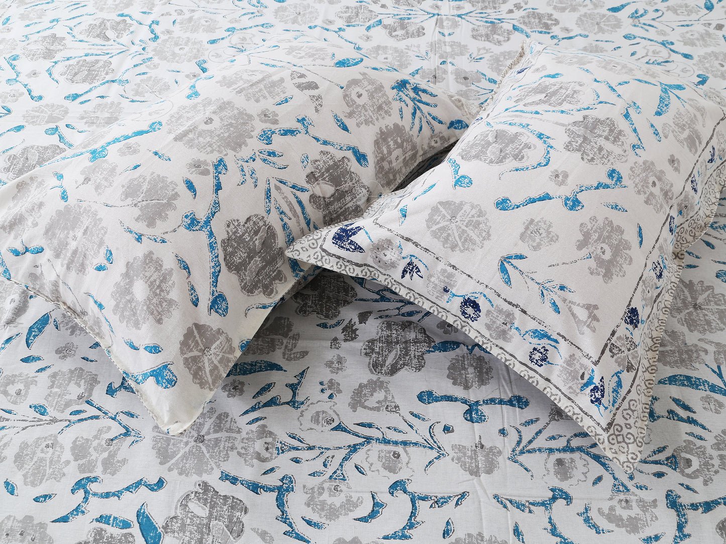 108/108 Artistic Collection 100% Cotton Jumbo Size Double Bedsheet with 2 Pillow Covers, Unique Patterns & Smooth Texture - HLB71