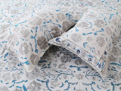 108/108 Artistic Collection 100% Cotton Jumbo Size Double Bedsheet with 2 Pillow Covers, Unique Patterns & Smooth Texture - HLB71