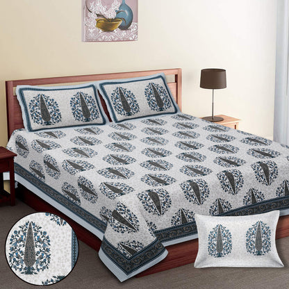 70/100 Artistic Collection 100% Cotton Single Bedsheet with 2 Pillow Covers, Premium Quality & Stylish Look - HLB12