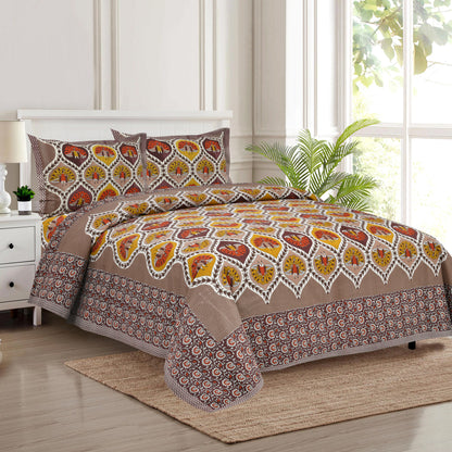 100/108 Avatar 100% Cotton Super King Size Double Bedsheet with 2 Pillow Covers, Soft & Durable Weave - HLB38