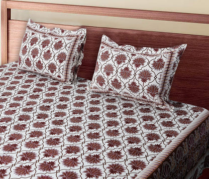 120/120 Celebration 100% Cotton Super Jumbo King Size Double Bedsheet with 2 Pillow Covers, Elegant Design & Cozy Comfort - HLB79