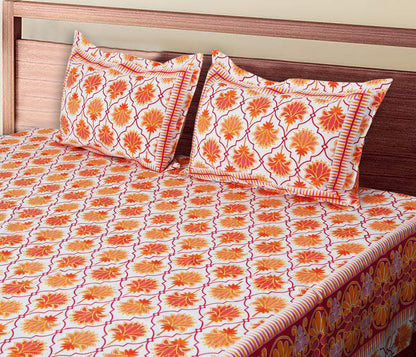 120/120 Celebration 100% Cotton Super Jumbo King Size Double Bedsheet with 2 Pillow Covers, Elegant Design & Cozy Comfort - HLB79