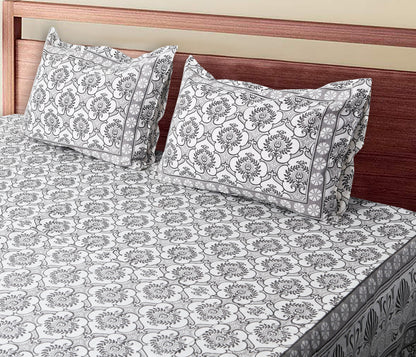 120/120 Celebration 100% Cotton Super Jumbo King Size Double Bedsheet with 2 Pillow Covers, Elegant Design & Cozy Comfort - HLB79