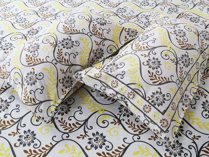 120/120 Celebration 100% Cotton Super Jumbo King Size Double Bedsheet with 2 Pillow Covers, Elegant Design & Cozy Comfort - HLB79