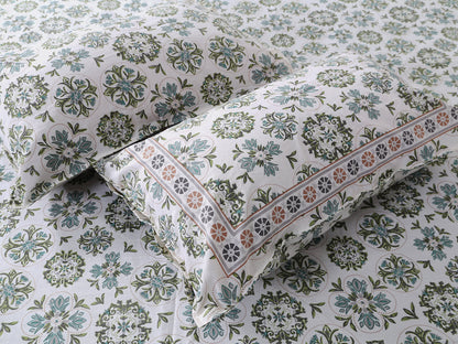 120/120 Celebration 100% Cotton Super Jumbo King Size Double Bedsheet with 2 Pillow Covers, Elegant Design & Cozy Comfort - HLB79