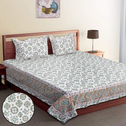 120/120 Celebration 100% Cotton Super Jumbo King Size Double Bedsheet with 2 Pillow Covers, Elegant Design & Cozy Comfort - HLB79