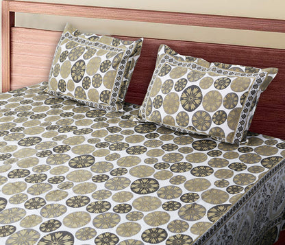 120/120 Celebration 100% Cotton Super Jumbo King Size Double Bedsheet with 2 Pillow Covers, Elegant Design & Cozy Comfort - HLB79