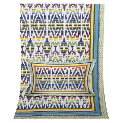 108/108 Colours of Joy 100% Cotton Jumbo Size Double Bedsheet with 2 Pillow Covers, Vibrant & Breathable Fabric - HLB72