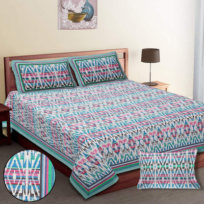 108/108 Colours of Joy 100% Cotton Jumbo Size Double Bedsheet with 2 Pillow Covers, Vibrant & Breathable Fabric - HLB72