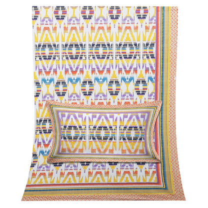 108/108 Colours of Joy 100% Cotton Jumbo Size Double Bedsheet with 2 Pillow Covers, Vibrant & Breathable Fabric - HLB72