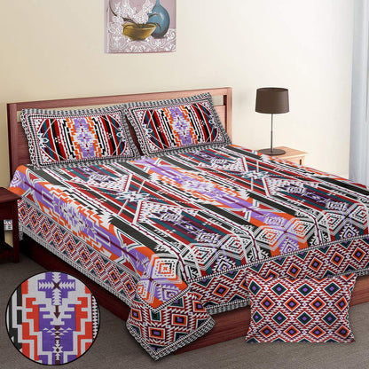 108/108 Colours of Joy 100% Cotton Jumbo Size Double Bedsheet with 2 Pillow Covers, Vibrant & Breathable Fabric - HLB72