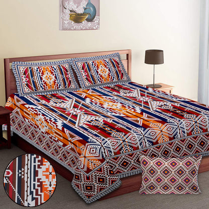 108/108 Colours of Joy 100% Cotton Jumbo Size Double Bedsheet with 2 Pillow Covers, Vibrant & Breathable Fabric - HLB72